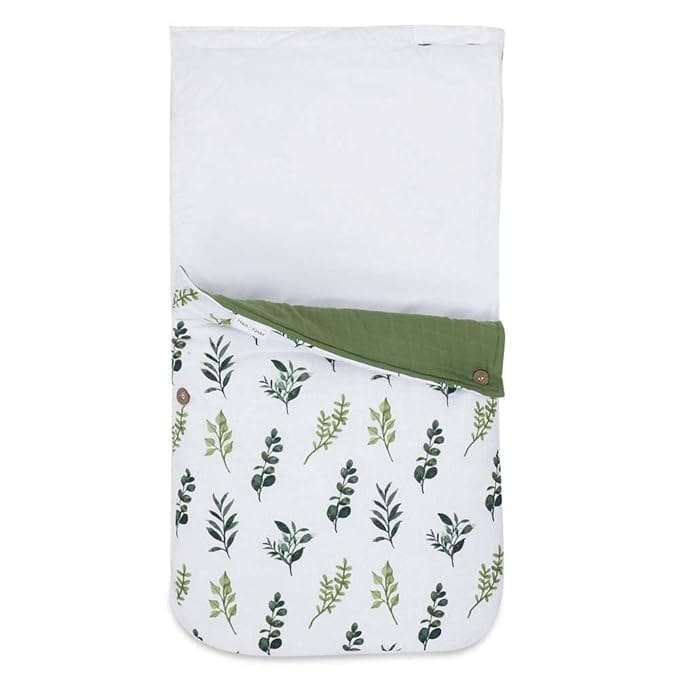 Haus and Kinder 3 in 1 Baby Sleeping Bag and Carry Nest | Cotton Bedding Set for Infants and New Born Baby | Portable and Travel Friendly | 0-6 Months (Be-Leaf in Yourself)