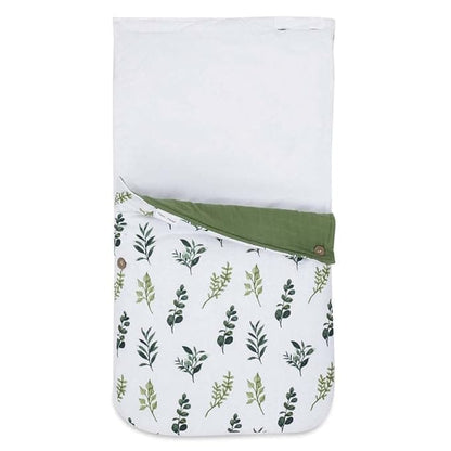 Haus and Kinder 3 in 1 Baby Sleeping Bag and Carry Nest | Cotton Bedding Set for Infants and New Born Baby | Portable and Travel Friendly | 0-6 Months (Be-Leaf in Yourself)