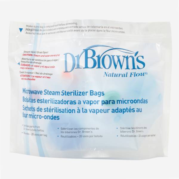 Dr. Brown's Baby Bottles Steriliser Bags Travel Holiday Conven (Pack of 1, White)