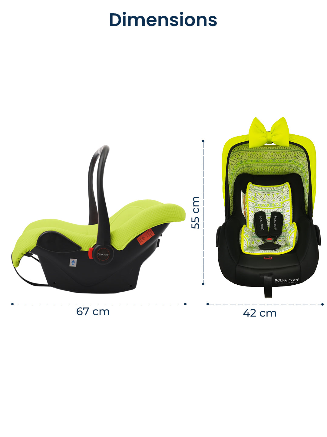 Polka Tots 5-In-1 Baby Car Seat Carry Cot With Canopy Feeding Seat 0 To 15 Months - Green
