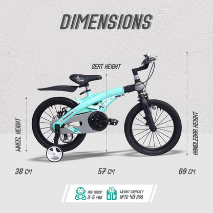 R for Rabbit Tiny Toes Jazz 14T Bicycle - Adjustable Structure, Seat & Handlebar, 90% Installed Lake Blue