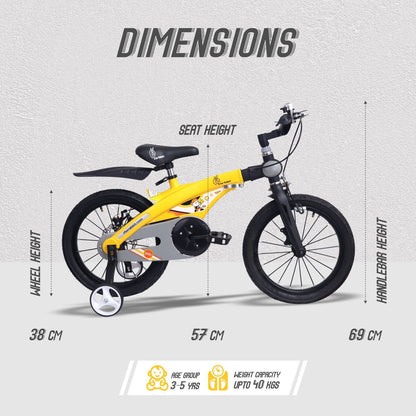R for Rabbit Tiny Toes Jazz 14T Bicycle - Adjustable Structure, Seat & Handlebar, 90% Installed Yellow