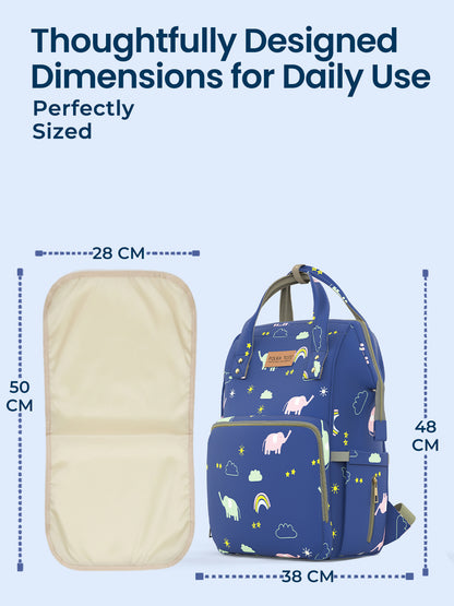 Polka Tots Diaper Bag Large Capacity With 17 Pockets For Moms & Dads- Blue