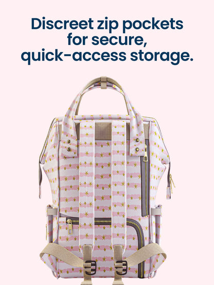 Polka Tots Stylish Multifunctional Rainbow Diaper Bag For Mothers Travel With Pouch  - Peach