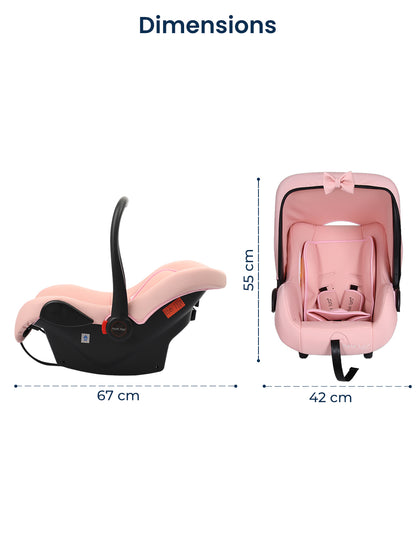 Polka Tots 5-In-1 Baby Car Seat Carry Cot With Canopy Feeding Seat 0 To 15 Months  - Pink