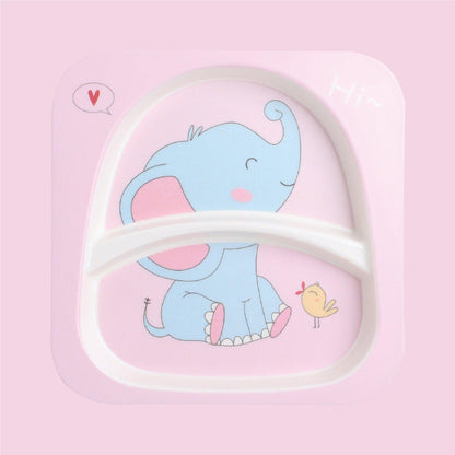 Polka Tots Eco Friendly 5 Pc Bamboo Fiber Dinner Set For Toddler (Bird & Elephant)