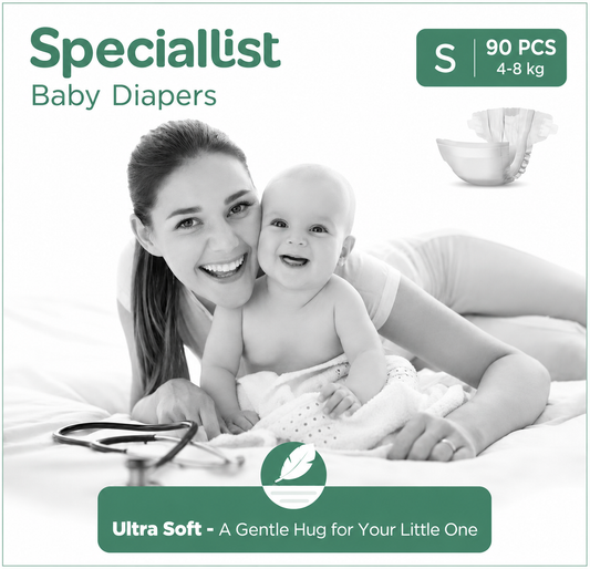Speciallist Small Diapers- Pack of 90 (30X3 bundles) (4-8 kg)