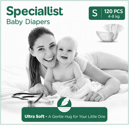 Speciallist Small Diapers- Pack of 120 (30X4 bundles) (4-8 kg)