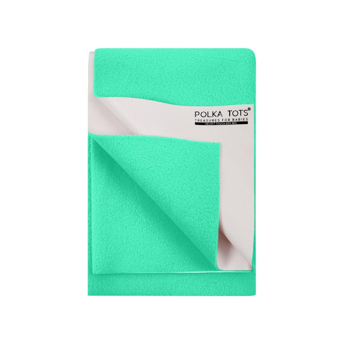 Polka Tots Velvet Mint Green Waterproof & Reusable Baby Bed Protector Absorbent Mat Dry Sheet (Medium)