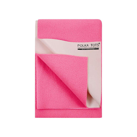 Polka Tots Velvet Pink Waterproof & Reusable Baby Bed Protector Absorbent Mat Dry Sheet (Small)