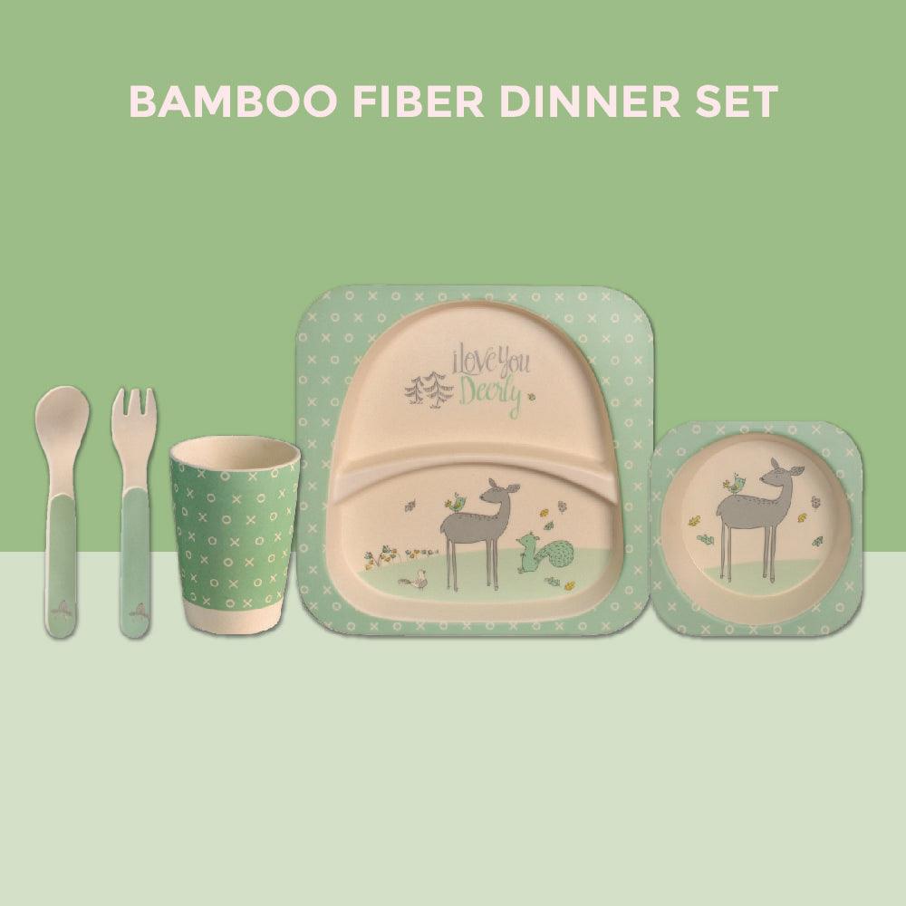 Polka Tots Eco Friendly 5 Pc Bamboo Fiber Dinner Set For Toddler (Deer)