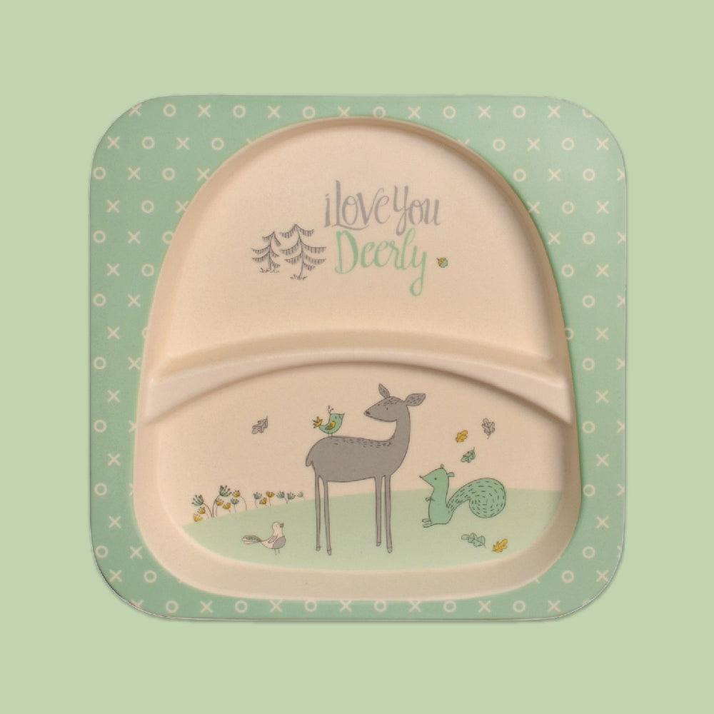 Polka Tots Eco Friendly 5 Pc Bamboo Fiber Dinner Set For Toddler (Deer)