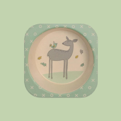Polka Tots Eco Friendly 5 Pc Bamboo Fiber Dinner Set For Toddler (Deer)
