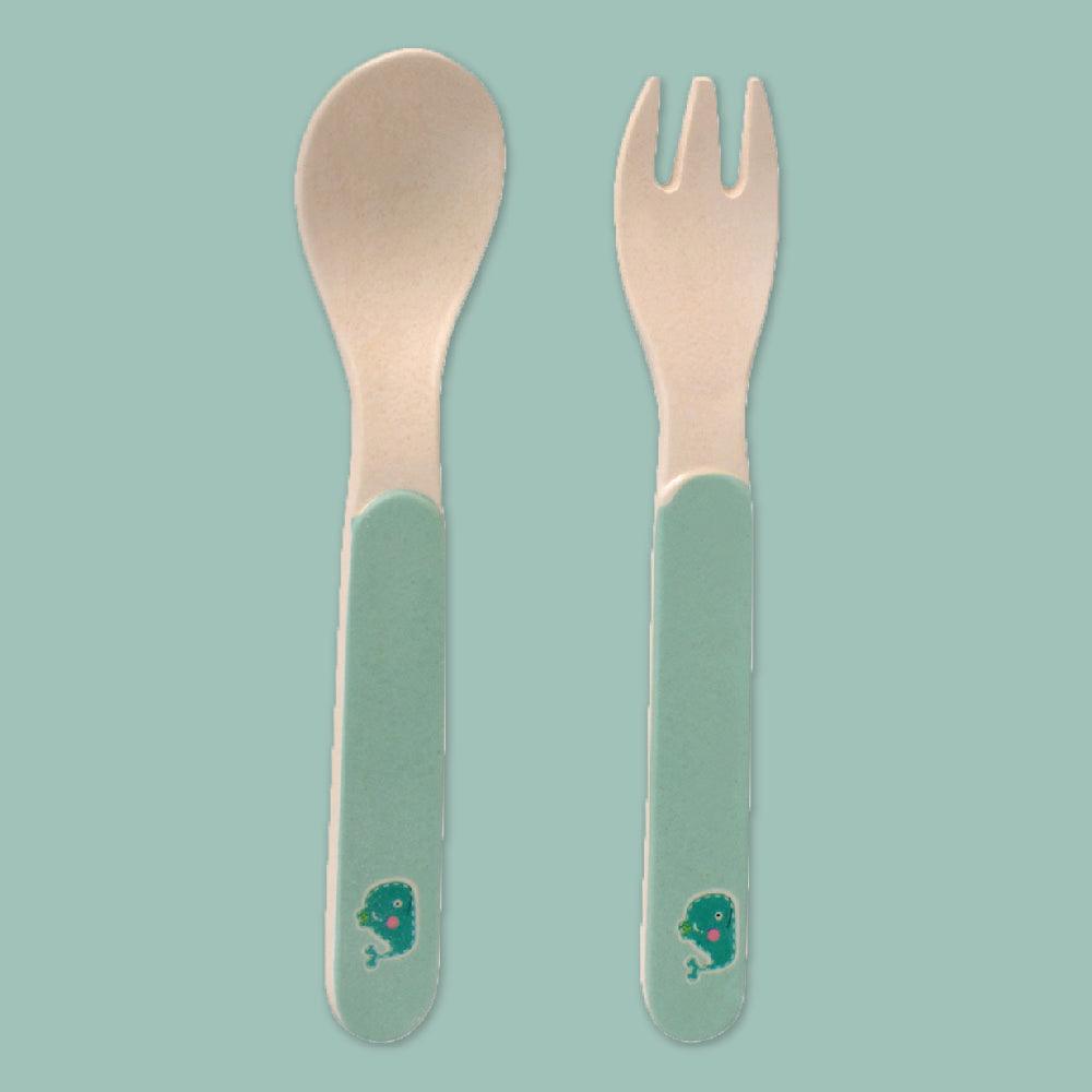 Polka Tots Eco Friendly 5 Pc Bamboo Fiber Dinner Set For Toddler (Whale)
