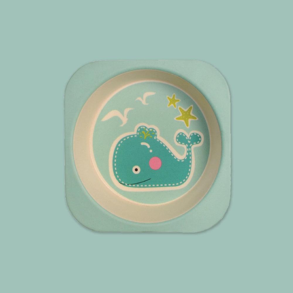 Polka Tots Eco Friendly 5 Pc Bamboo Fiber Dinner Set For Toddler (Whale)