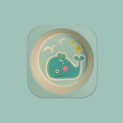Polka Tots Eco Friendly 5 Pc Bamboo Fiber Dinner Set For Toddler (Whale)