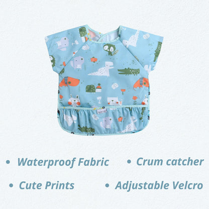 Polka Tots Waterproof Half Sleeves Apron Feeding Bibs for Baby Animal Print