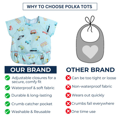 Polka Tots Waterproof Half Sleeves Apron Feeding Bibs for Baby Animal Print