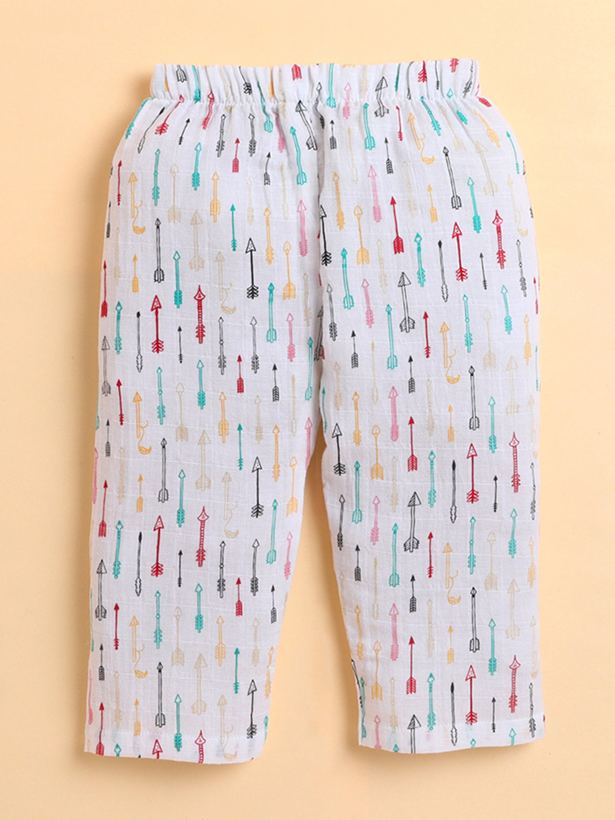 Polka Tots Muslin Cotton Cupid Print Full Sleeve Jabla Pant - White (3-6 Months)