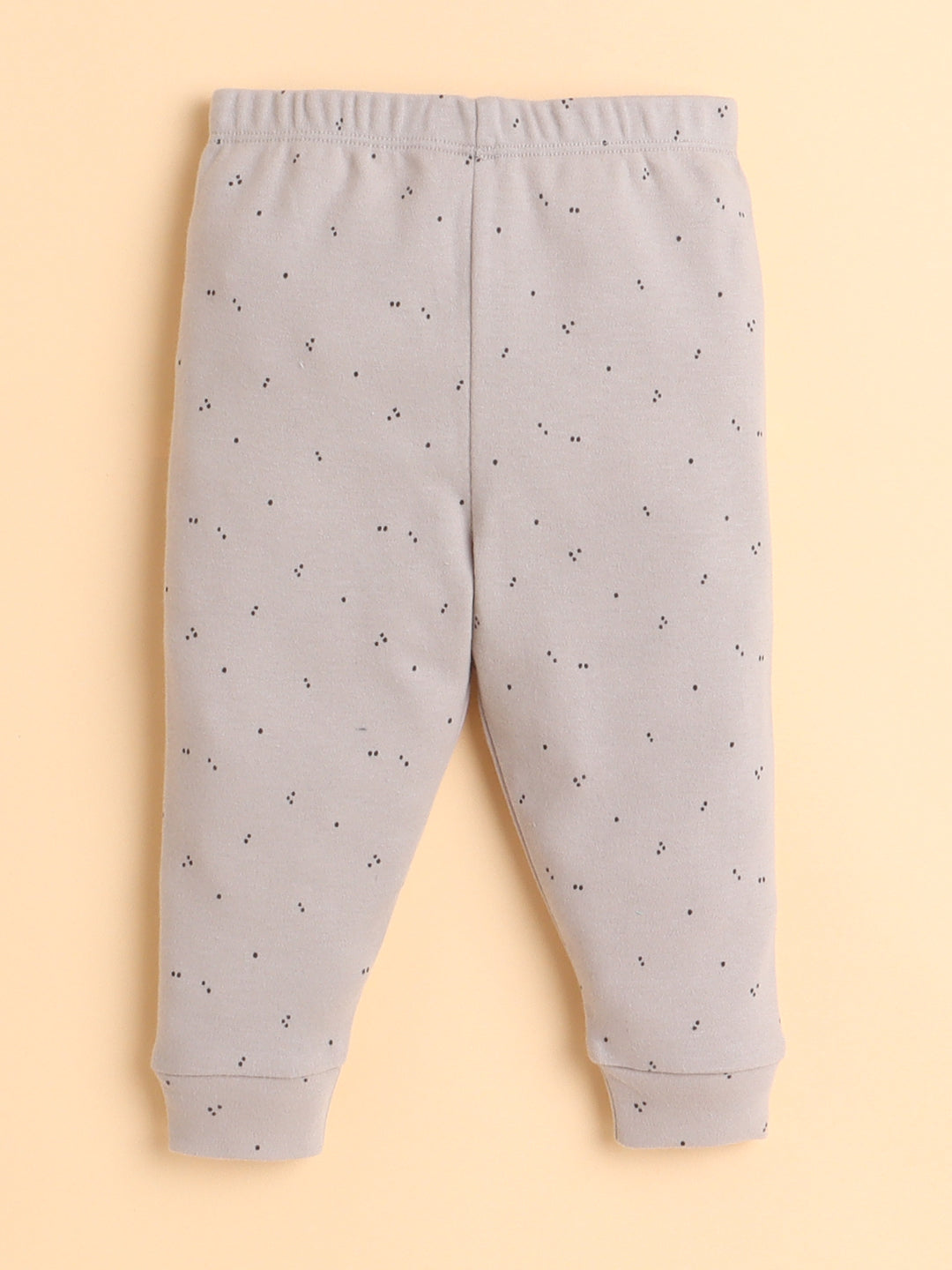 Polka Tots Cotton Sweatshirt & Jogger Pants for Baby Girls & Boys - Beige (0-3 Months)