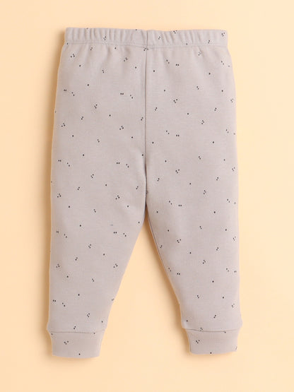 Polka Tots Cotton Sweatshirt & Jogger Pants for Baby Girls & Boys - Beige (0-3 Months)
