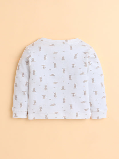 Polka Tots Cotton Sweatshirt & Jogger Pants for Baby Girls & Boys - Beige (0-3 Months)