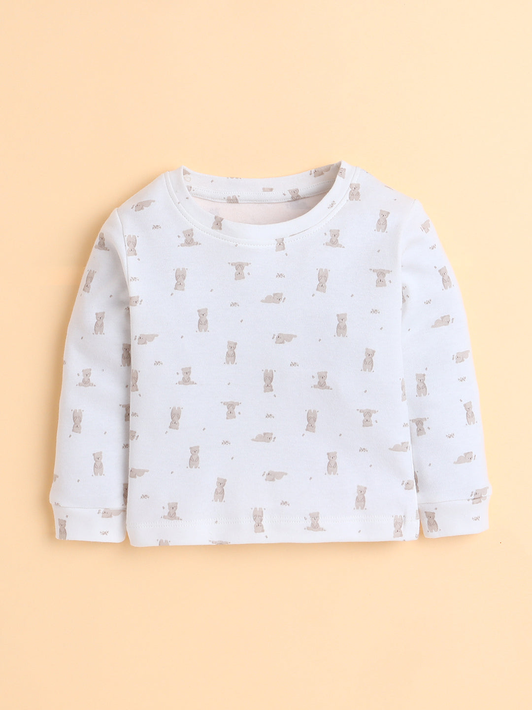 Polka Tots Cotton Sweatshirt & Jogger Pants for Baby Girls & Boys - Beige (0-3 Months)