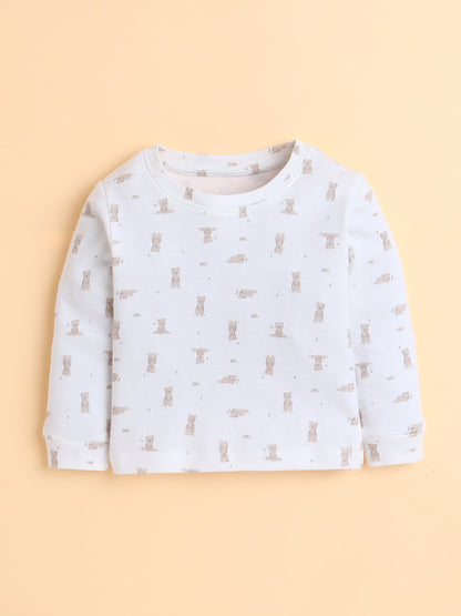 Polka Tots Cotton Sweatshirt & Jogger Pants for Baby Girls & Boys - Beige (0-3 Months)