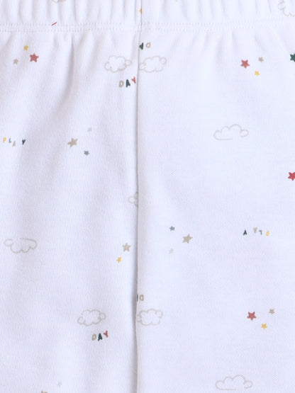 Polka Tots Cotton Sweatshirt & Jogger Pants for Baby Girls & Boys - White (0-2 Months)