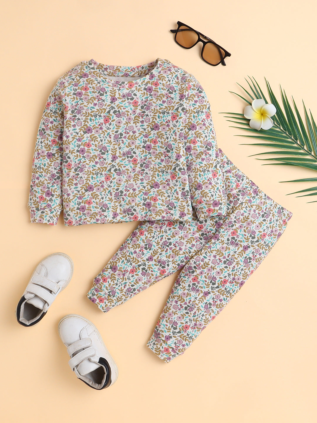 Polka Tots Cotton Sweatshirt & Jogger Pants for Baby Girls & Boys - Multi-Color (0-2 Months)
