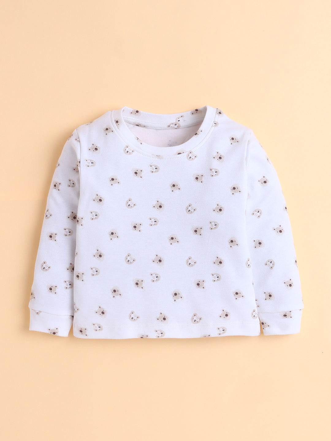 Polka Tots Cotton Sweatshirt & Jogger Pants for Baby Girls & Boys - White (0-3 Months)