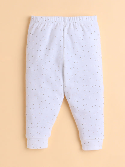 Polka Tots Cotton Sweatshirt & Jogger Pants for Baby Girls & Boys - White (0-3 Months)