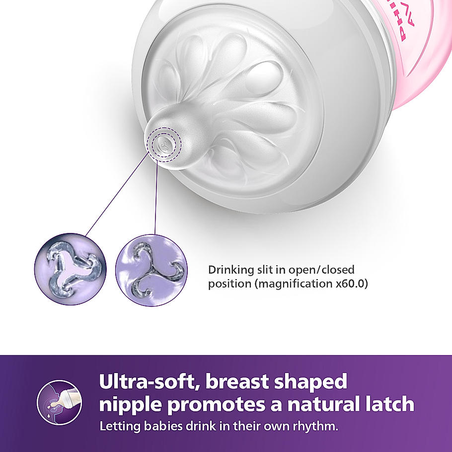 BOTTLE NATURAL 3.0 9OZ/260ml INDIA SINGLE PACK PINK [SCY903/11] [PHILIPS]