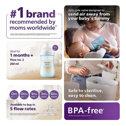 BOTTLE NATURAL 3.0 9OZ/260ml INDIA SINGLE PACK BLUE [SCY903/21] [PHILIPS]