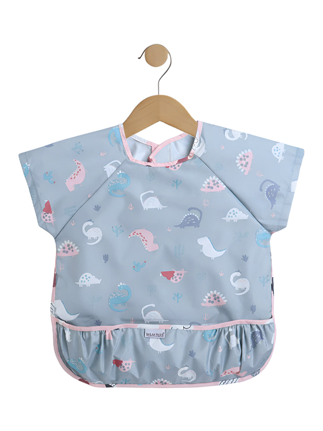 Polka Tots Waterproof Half Sleeves Apron Feeding Bibs for Baby Dino Print