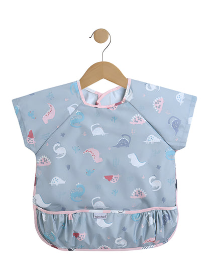 Polka Tots Waterproof Half Sleeves Apron Feeding Bibs for Baby Dino Print