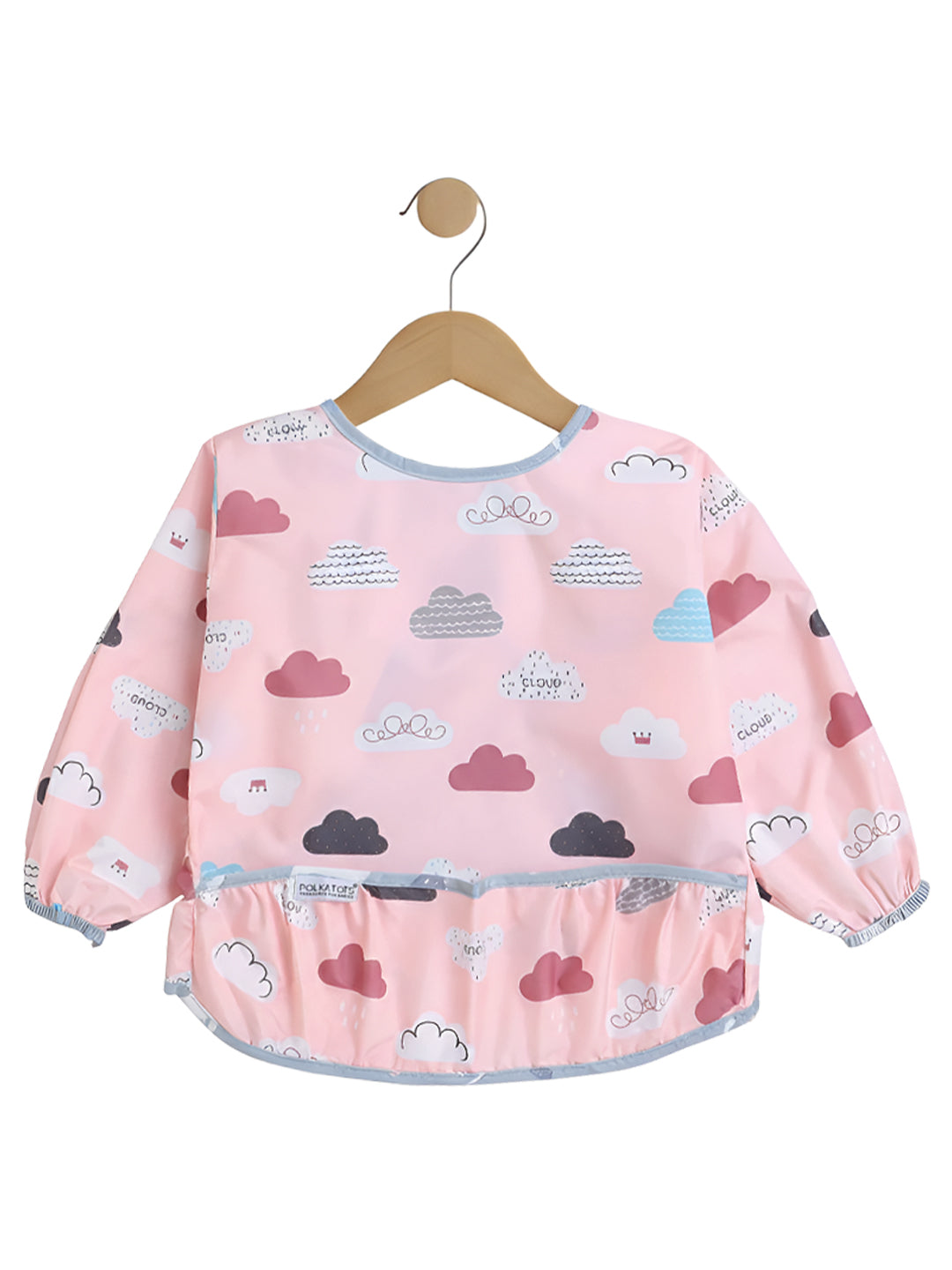 Polka Tots Cloud Print Waterproof Full Sleeves Apron Feeding Bibs for Baby