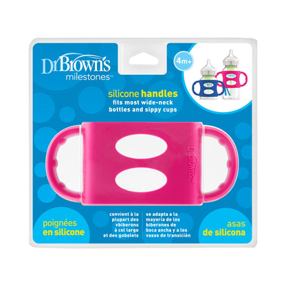 Dr. Brown's 100% Silicone Wide-Neck Baby Bottle Handles, Pink
