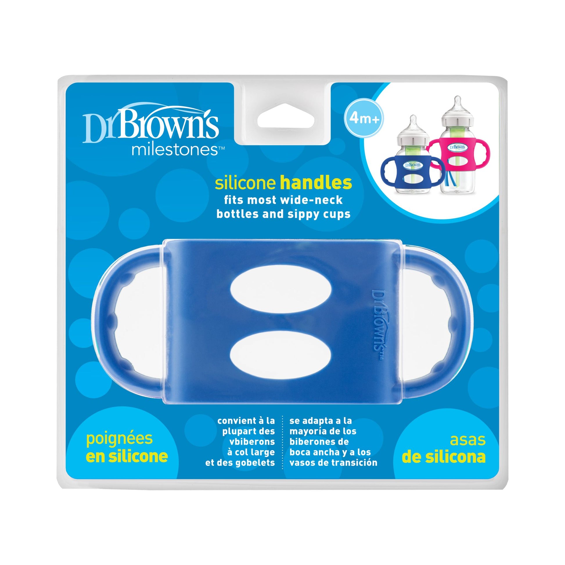 Dr. Brown's 100% Silicone Wide-Neck Baby Bottle Handles, Blue