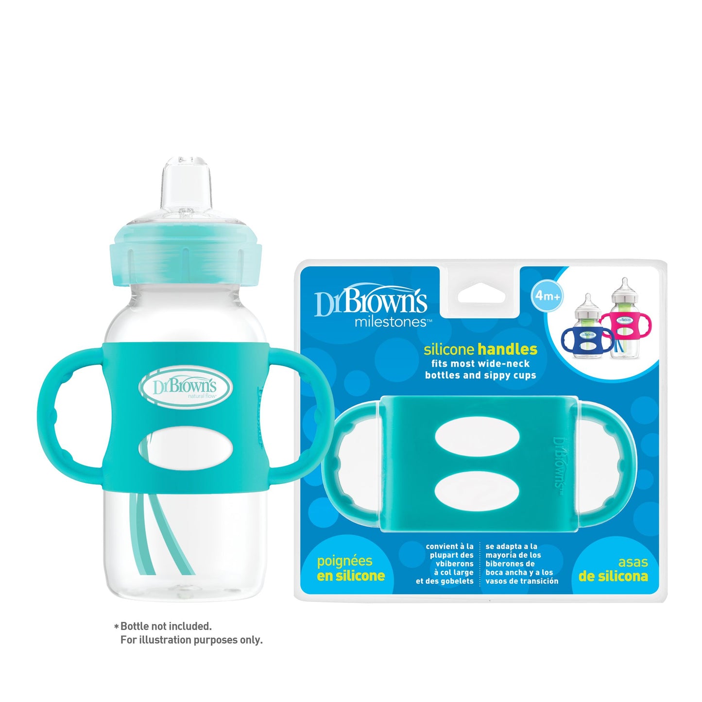 Dr. Brown's 100% Silicone Wide-Neck Baby Bottle Handles, Turquoise