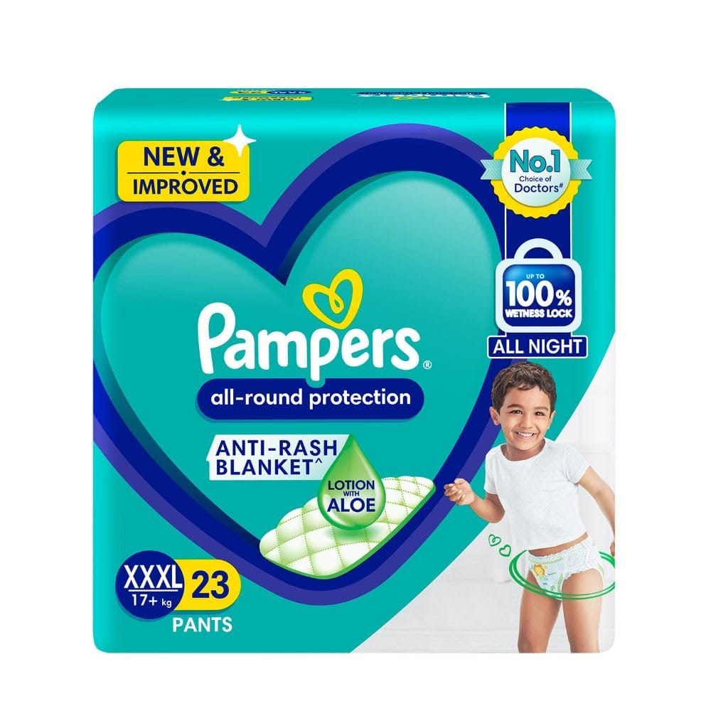 PAMPERS ALL ROUND PROTECTION PANTS LOTION WITH ALOE VERA BABY DIAPERS XXXL 23'S (P&G)