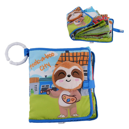 Nuluv Cloth Peek-a-Boo Soft Toy for Babies, Plush Sensory Toy with Rattle, Crinkle Pages & Squeaker, Baby Activity Cloth Book, Lightweight & Cuddl, for Baby Upto 3+ Months