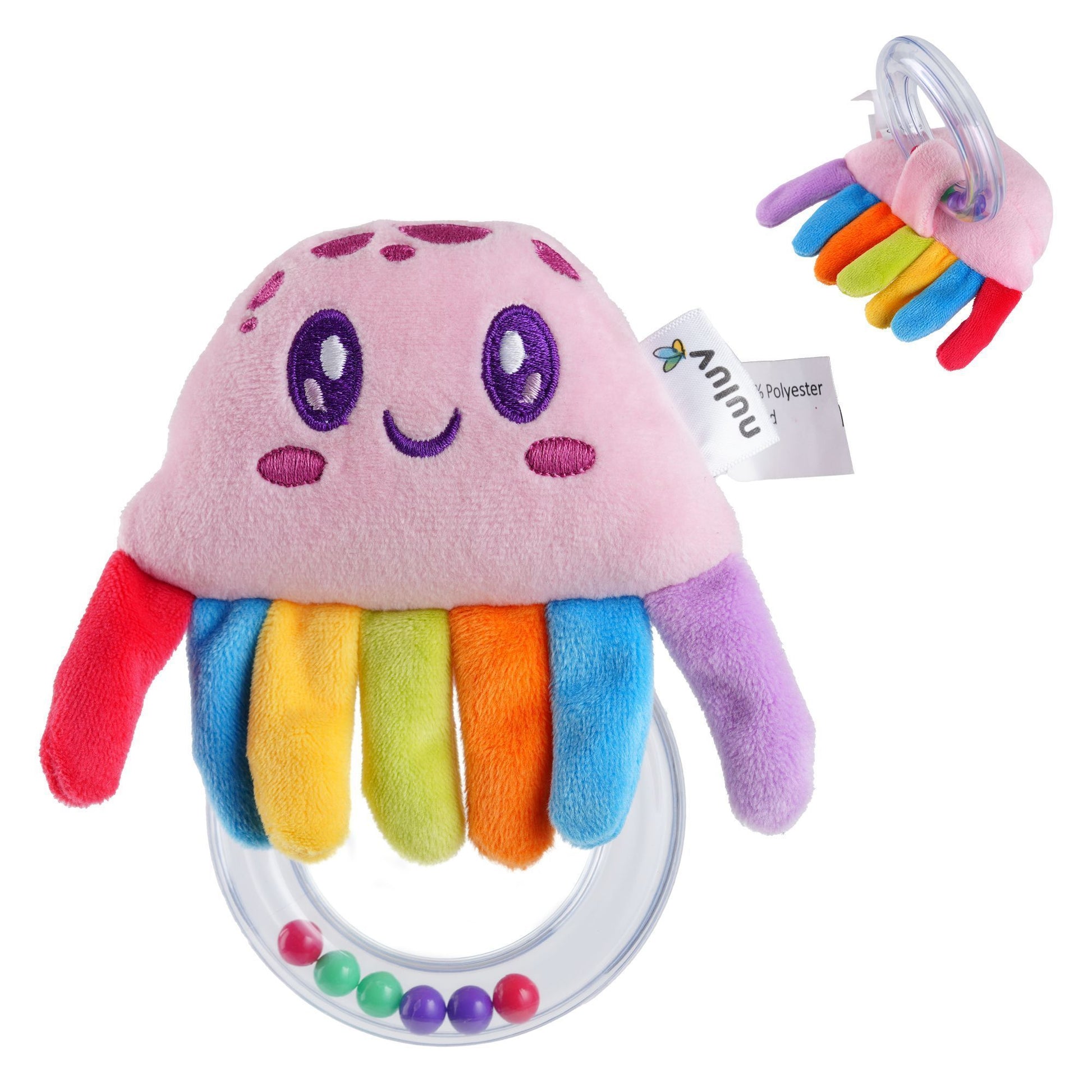 Nuluv Jelly Rattle for Babies, Clear Ring with Rattle Balls, Made with Baby-Safe Materials, Sensory Development Toy, Lightweight and Easy-to-Hold Baby Rattle, for Babies 3+ Months