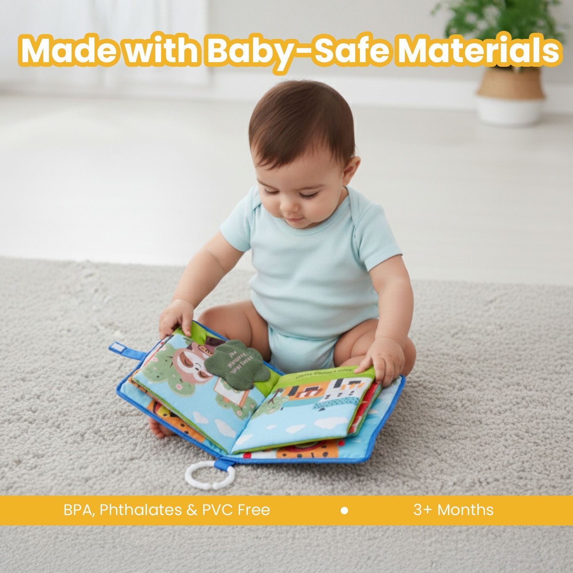 Nuluv Cloth Peek-a-Boo Soft Toy for Babies, Plush Sensory Toy with Rattle, Crinkle Pages & Squeaker, Baby Activity Cloth Book, Lightweight & Cuddl, for Baby Upto 3+ Months