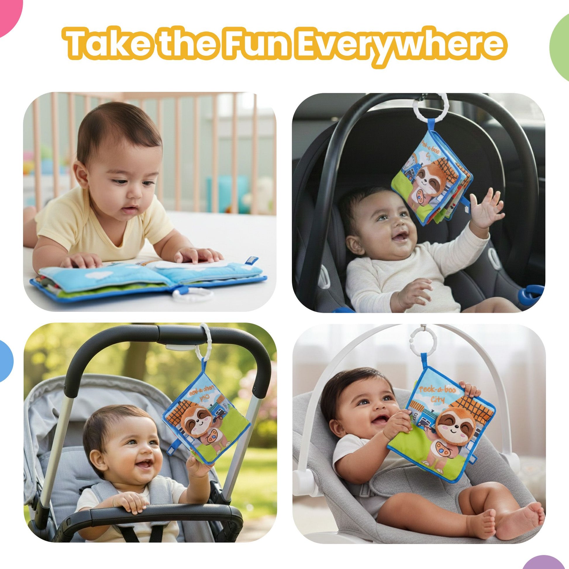 Nuluv Cloth Peek-a-Boo Soft Toy for Babies, Plush Sensory Toy with Rattle, Crinkle Pages & Squeaker, Baby Activity Cloth Book, Lightweight & Cuddl, for Baby Upto 3+ Months