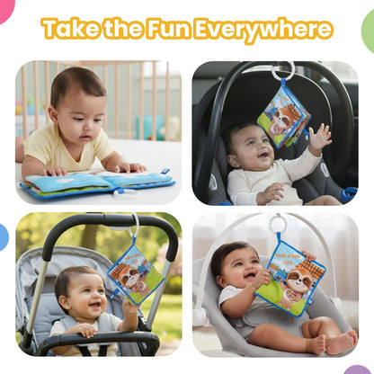 Nuluv Cloth Peek-a-Boo Soft Toy for Babies, Plush Sensory Toy with Rattle, Crinkle Pages & Squeaker, Baby Activity Cloth Book, Lightweight & Cuddl, for Baby Upto 3+ Months