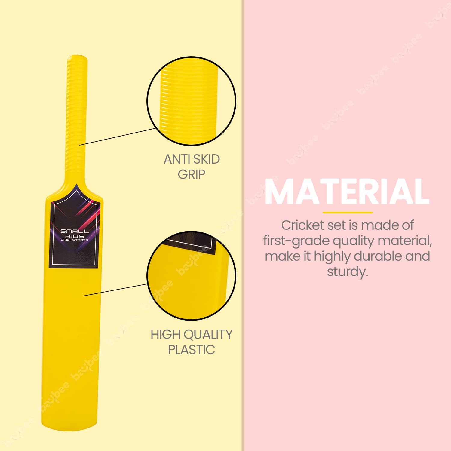 Baybee Plastic Cricket kit Set for Kids, 3 Stumps with Stand Base, 1 Bat and Soft Ball | Cricket Bat Ball Set Indoor & Outdoor Games | Perfect Cricket Full Set for 3+ Years Gift for Kids Boys Girls
