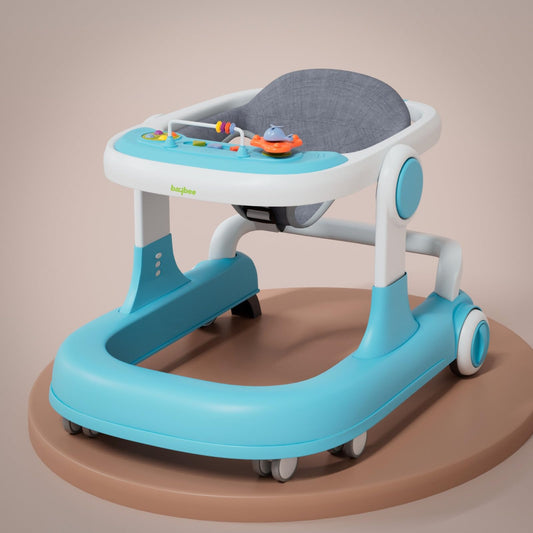 Baybee 2 in 1 Baby Walker for Kids with Adjustable Height & Wheel Lock | Activity Push Walker for Baby with Musical Toy Bar & Stopper | Kids Walker Baby 6-18 Months Boy Girl (Blue)