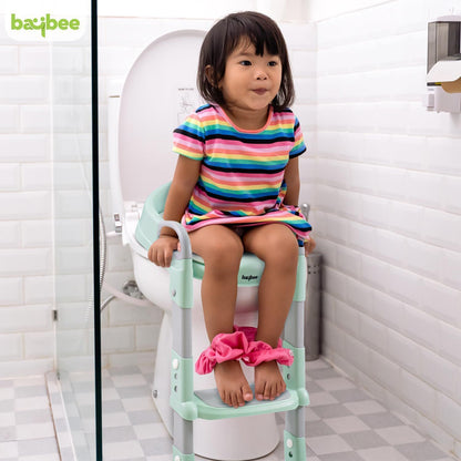 Baybee Aura Western Potty Training Cushioned Seat With Steps & Easy Grip Handle - Green