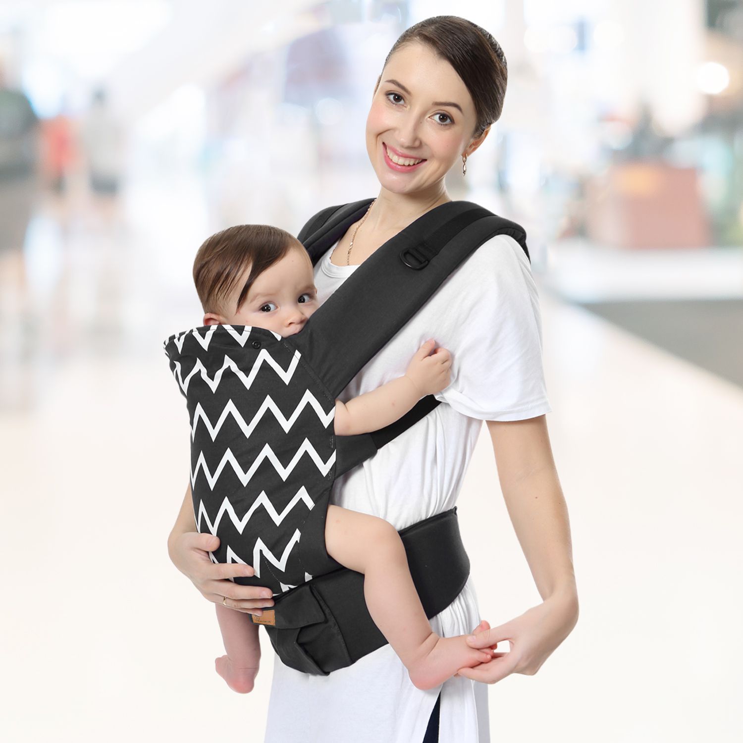 R for Rabbit Hug Me Ergo 2-In-1 Baby Carrier With Ergonomic Support Black